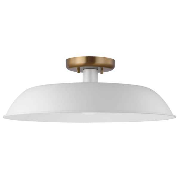 Nuvo Colony 1-Light Medium Flush Mount - Matte White with Burnished Brass 60/7493 - main